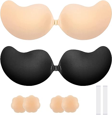 Makita 4 Pairs Adhesive Bra 2023 Upgrad Sticky Invisible Backless Strapless Push Up Bras for Womens Sticky Bra Nipple Bras