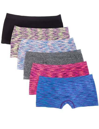 6 Pack Kalon Women's Nylon Spandex Boyshort Panties