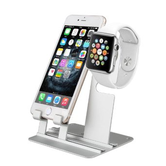 Oenbopo iPhone Apple Watch Stand Holder Aluminum Desktop Charging Dock Station Charger Holder Stand For Apple Watch iWatch iPhone SE 6 6s plus 5S 5C 4S 4