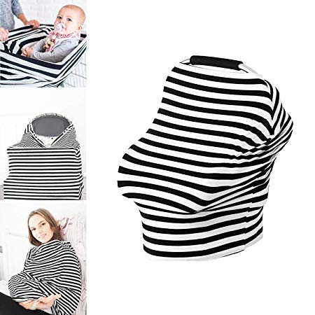 TILLYOU Jersey Knit Soft Stretchy Nursing Cover, Premium Baby Car Seat Canopy, Multi Use Breathable Hypoallergenic Breastfeeding Cover Scarf Infant Stroller Cover, Best Baby Shower Registry Gift