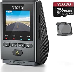 【Bundle: VIOFO A119 MINI 2   256GB Card   CPL】 VIOFO Dash Cam Front A119 Mini 2, STARVIS 2 Sensor, 2K 60fps/HDR 30fps Voice Control Car Dash Camera with 5GHz Wi-Fi GPS, 24H Parking Mode