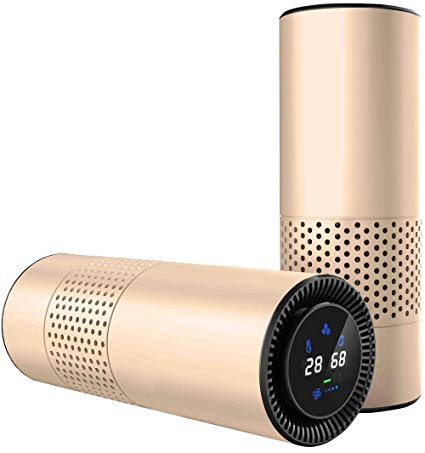 LeadYoung Air Purifier True Hepa Filter Gesture Control, Odor Allergies Eliminator Smokers, Smoke, Dust, Mold,Perfect Car Office Desktop - Gold