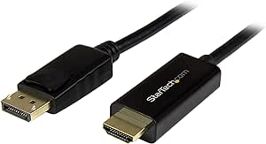 StarTech.com Cable 5m DisplayPort a HDMI - 4K 30Hz - Cable Adaptador Pasivo DisplayPort a HDMI - Cable Conversor DP 1.2 a HDMI para Monitor - con Conector DP con Pestillo (DP2HDMM5MB)