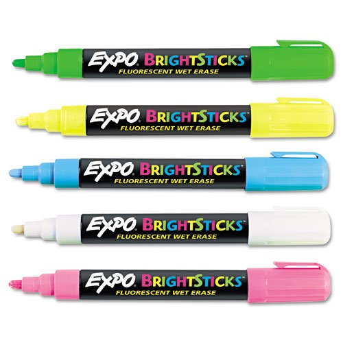 Sanford Wet Bright Sticks Wet-Erase Fluorescent Markers Assorted Fluorescent Colors 5-Pack 14075