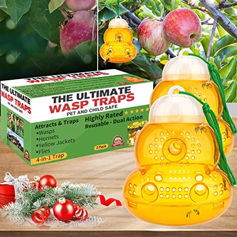 Protecker Wasp Trap Bee Traps Catcher,Outdoor Wasp Deeterrent Killer Insect Catcher,Wasp Killer,Hornet Traps ,Non-Toxic Reusable Hanging Yellow Jacket Traps Outdoor Hanging