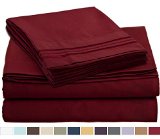Bed Sheet Bedding Set 100 Soft Brushed Microfiber with Deep Pocket Fitted Sheet - QUEEN - BURGUNDY RED - 1800 Luxury Bedding Collection Hypoallergenic and Wrinkle Free Bedroom Linen Set