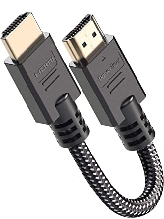 PowerBear 4K HDMI Cable 0.5 ft | High Speed, Braided Nylon & Gold Connectors, 4K @ 60Hz, Ultra HD, 2K, 1080P & ARC Compatible | for Laptop, Monitor, PS5, PS4, Xbox One, Fire TV, Apple TV & More