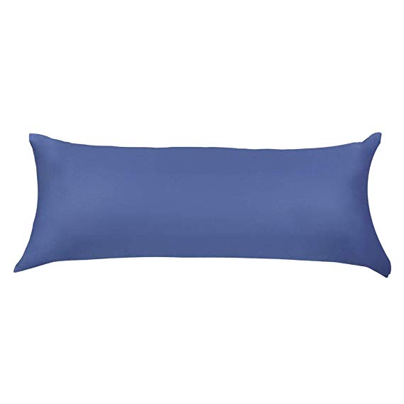 PiccoCasa Body Pillow Cover Case Pillowcase, 100% Egyptian Cotton, 280 Thread Count, with Zipper Closure, Fits 20 x 54 Body Pillow, 21 x 55, Navy Blue, 1-Piece