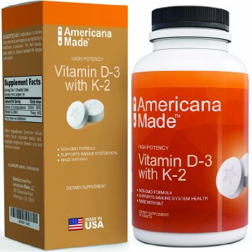 Top Rated Vitamin K2 Supplement Mk7 Infused with 100% Vitamin D 3 Cholecalciferol Support Healthy Bones Teeth and Heart #1 Powerful Antioxidant Increase Energy Maximum Strength Formula Men Women and Teens
