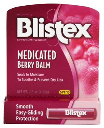 Blistex Medicated Lip Balm SPF 15 Berry -- 0.15 oz Each / Pack of 3