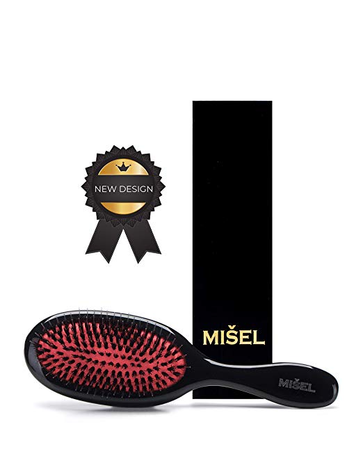 Professional Detangling Hair Brush made with the Highest Quality Boar Bristles and Nylon to gently glide through your hair. Used by Salons. Great for Extensions. Made by MISEL