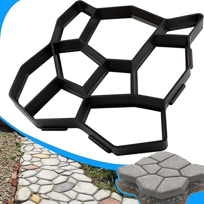 Plus Size Walk Maker Reusable Concrete Path Maker Molds Stepping Stone Paver Lawn Patio Yard Garden DIY Walkway Pavement Paving Moulds (Irregular) (19.6"x19.6"x1.7")