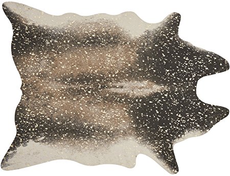 Loloi BRYCBZ-04MCGO6280 Faux Cowhide Rug Bryce Collection, 6'-2" X 8', Mocha/Gold