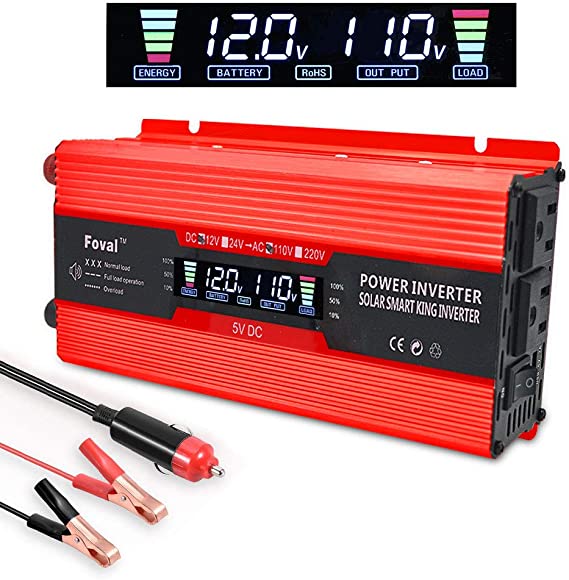 LVYUAN 700W Power Inverter for car DC 12V to AC 110V with LCD Display and Cigarette Lighter