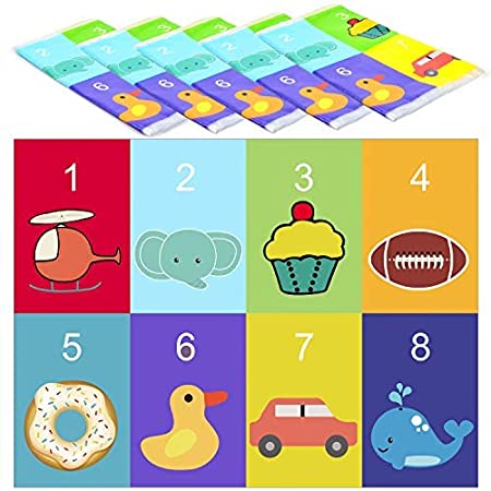Youngever 80 Pack 45CM x 30CM Disposable Placemats Table Topper, Extra Sticky (4 Sides) Adhesive Peel and Stick Strip Disposable Mats for Kids Toddlers Baby Children, Kids Safe(Animal)