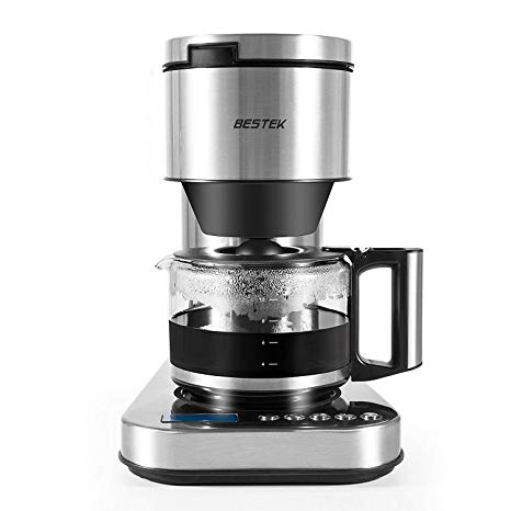 BESTEK 10 Cup Coffee Maker in Stainless Steel, Programmable and Aroma Control Coffee Machines with Permanent Filter