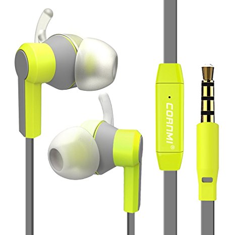 In Ear Sport Earphone, Noise Isolating Sweatproof Wired 3.5MM in Ear Headphones Stereo Earbuds, Microphone Stereo Headset for Headset for iPhone iPod & Android Devices (Green)
