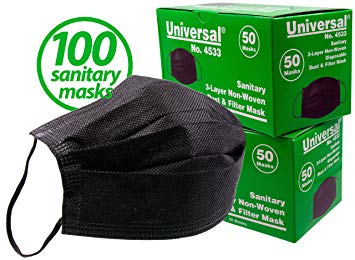 Universal 4533 3-Layer Non-Woven Sanitary Dust Masks,100 Count - for Non-Toxic Dust, Pollen, Dander, Sawdust, Garage Dust, Garden and General Household Irritants