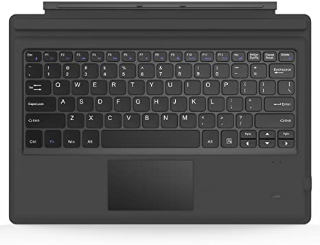 MoKo Type Cover Fits Microsoft Surface Pro 7 Plus/Pro 7 / Pro 6 / Pro 5 / Pro 4 /Pro 3, Lightweight Slim Wireless Bluetooth Keyboard with Two Button Trackpad and Built-in Rechargeable Battery, Gray