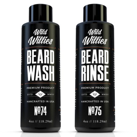 Wild Willies Beard Wash and Conditioner Bundle Packed with Organic Oils and Nutrients to Shampoo and Soften Your Beard while Peppermint and Eucalyptus Leave An Incredible Tingle Proudly American Made