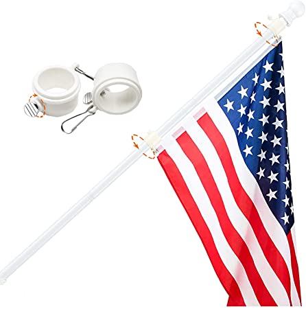 Harrms Flag Pole,5 FT Heavy Duty Steel White Pole Kit Without Bracket for House Suitable for 2x3, 3x5, 4x6 American Flag Use for Backyard Garden Yard