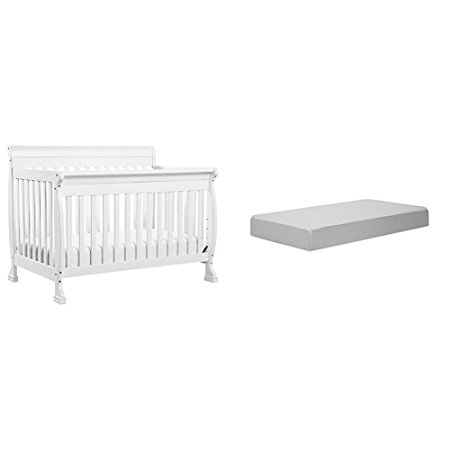 Kalani 4-In-1 Convertible Crib with Complete Toddler Mattress with Hypoallergenic Waterproof Cover