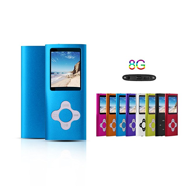 G.G.Martinsen Blue 8GB Versatile MP3/MP4 Player with Photo Viewer, FM Radio and Voice Recorder, Mini Usb Port Slim 1.78 LCD, Digital MP3 Player, MP4 Player, Video Player, Music Player, Media Player