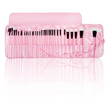 KUPOO Roll up Case Cosmetic Brushes Kits Makeup Brushes Tools_Pink