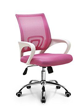 Neo Chair Fashionable Mid-Back Mesh Ergonomic Swivel Desk Home Office Computer Chair with Lumbar Support, Pink