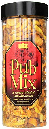 Utz Pub Mix - 20 Ounce Barrel - Savory Snack Mix, Blend of Crunchy Flavors for a Tasty Party Snack - Resealable Container - Cholesterol Free and Trans-Fat Free