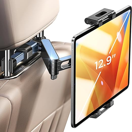 LISEN Tablet iPad Car Holder Back Seat - Stretchable Tablet Holder for Car Headrest, Road Trip Must Haves Tablet iPad Car Mount Car Accessories for Kids Fits All 4.7-12.9" Devices