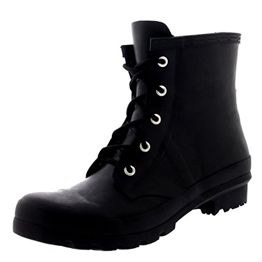 Polar Products Mens Military Style 100% Rubber Waterproof Lace Up Snow Rain Boots