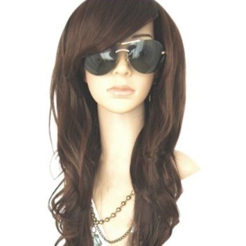 MelodySusie® Dark Brown Curly Wig - High Quality Glamorous Women Long Curly Wig with Free Wig Cap and Wig Comb (Dark Brown)