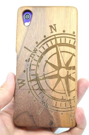 SONY Xperia Z2 Wood Case - Walnut Compass - Premium Quality Natural Wooden Case for your Smartphone and Tablet - by VolksRose®