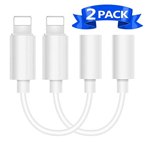 iPhone Headphone Adapter (2 Pack), Compatible with iPhone 7/7Plus /8/8Plus/X/XS/Max/XR/11/11 Pro Adapter Headphone Jack, 3.5 mm Headphone Adapter Aux Jack Compatible with iOS 11/12/13 Accessories