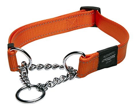 Rogz Utility Medium 5/8-Inch Reflective Snake Obedience Half-Check Dog Collar