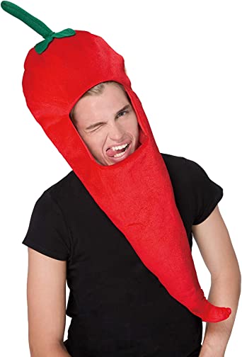 Novelties Chili Hot Pepper Plush Costume Hat Unisex Adult Funny Vegetable Food Costume Party Dress Up Accessories