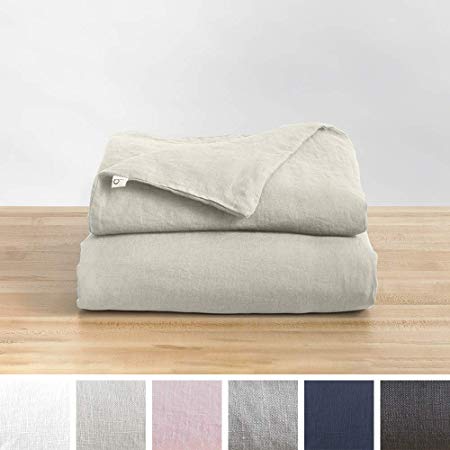 Baloo Removable Duvet Cover for Weighted Blankets - Soft, Premium, Breathable French Linen in Oatmeal Color (42 x 72 Inches)