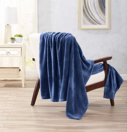 Home Fashion Designs Ultra Velvet Plush Fleece Super Soft Throw Blanket. Warm for Winter Ultimate Comfort. Marlo Collection (Navy)