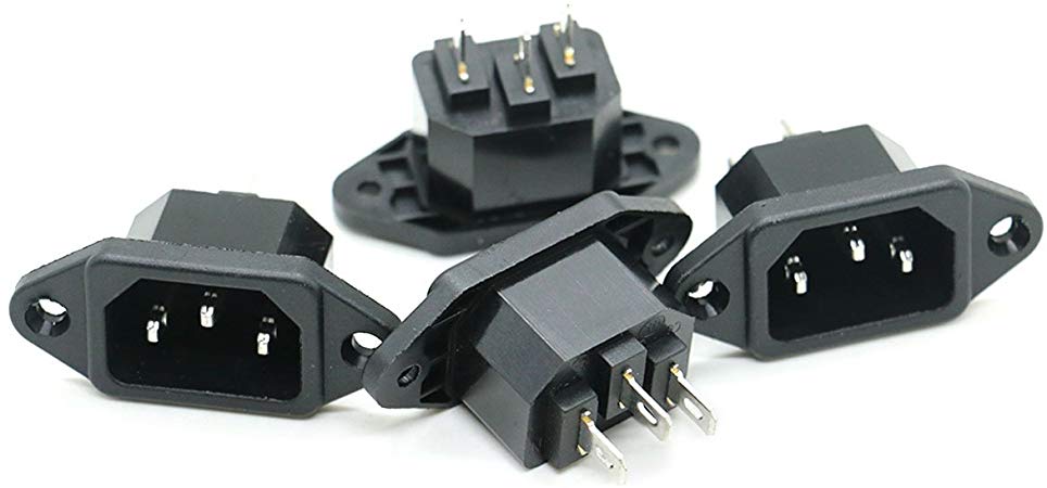 HUELE 4 Pcs AC 250V 10A IEC 320 C14 Panel Mount Plug Adapter Connector Socket,Black