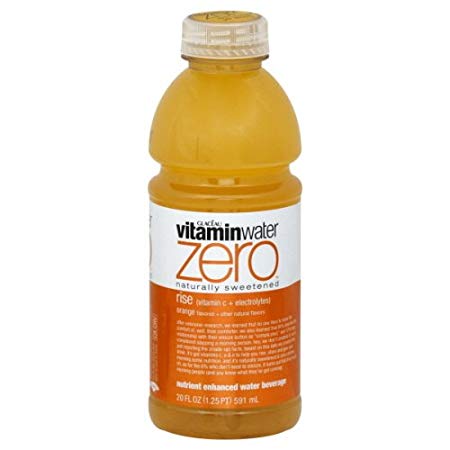 Glaceau Vitaminwater Zero Naturally Sweetened Water Beverage, Nutrient Enhanced, Rise, Orange , 20 Fl. Oz, ( Pack of 6 )