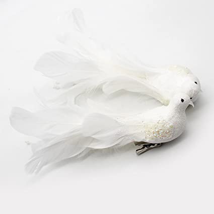 Yolococa White Birds Chirstmas Decoration,10x2x3 inches,2pcs