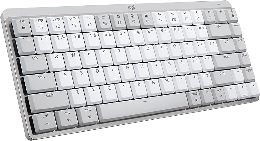 Logitech MX Mechanical Mini for Mac Wireless Illuminated Keyboard, Low-Profile Performance Switches, Tactile Quiet Keys, Backlit, Bluetooth, USB-C, Apple, iPad, QWERTY UK English - Pale Grey