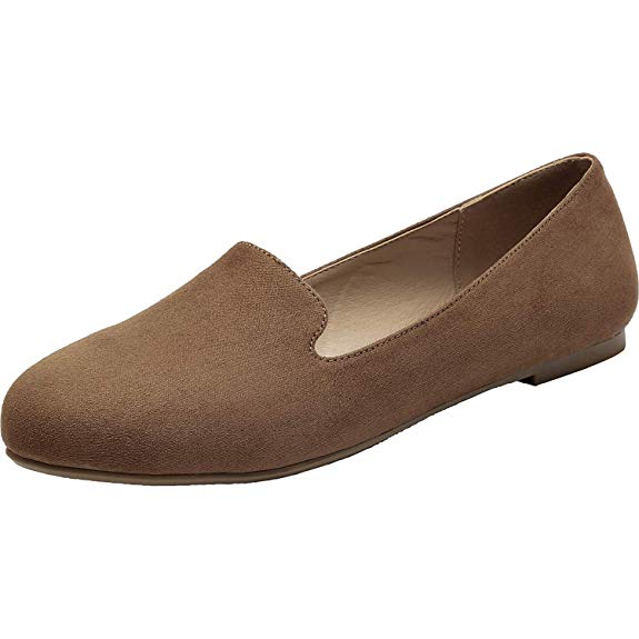 Aukusor Women's Wide Width Flat Shoes - Comfortable Slip On Pointed Toe Ballet Flats.