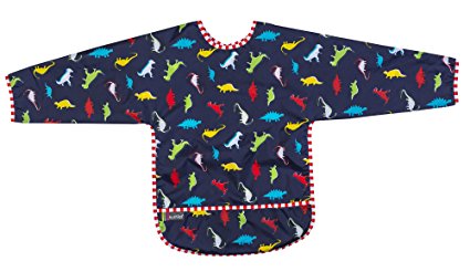 Kushies Taffeta Waterproof Bibs with Sleeves, Dinos, 2-4 Years