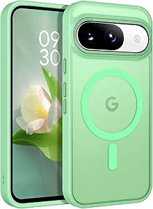 BENTOBEN for Google Pixel 9 Case [Compatible with Magsafe] Translucent Matte Magnetic Pixel 9 Case Slim Fit Shockproof Women Men Girls Boys Protective Phone Cases for Google Pixel 9 6.3", Matcha Green