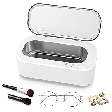 Ultrasonic Jewellry Cleaner 350ml, 47KHz Portable Professional Household Ultrasonic Cleaner Machine for Jewelry Glasses Watches Silver Rings Necklace Shavers Dentures Coins