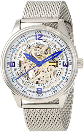 Akribos XXIV Men's Quartz Automatic Watch with White Dial Analogue Display and Silver Stainless Steel Bracelet AKR446SS