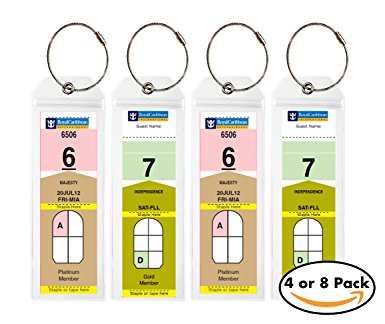 Cruise Tags - Narrow Cruise Ship Luggage Etag Holder with Zip Seal & Steel Loops for Royal Caribbean and Celebrity Cruises