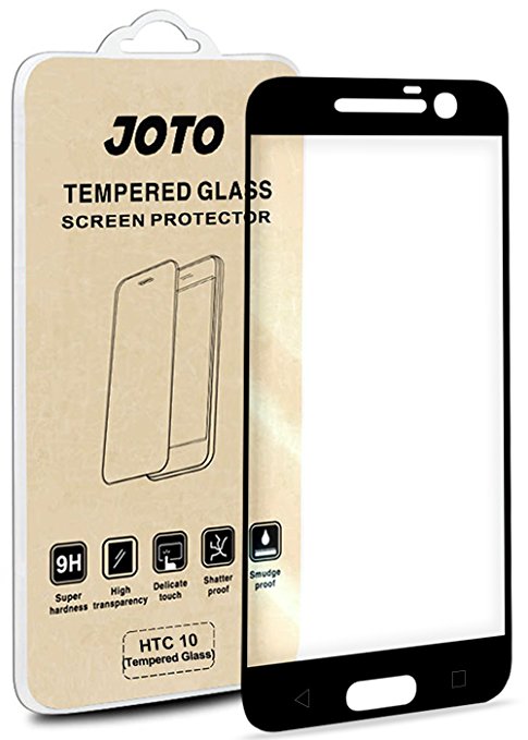 HTC 10 Full Coverage Glass Screen Protector - JOTO Full Screen Tempered Glass Screen Film, Edge to Edge Screen Guard Saver for HTC 10 (2016) (1 Pack, Black)